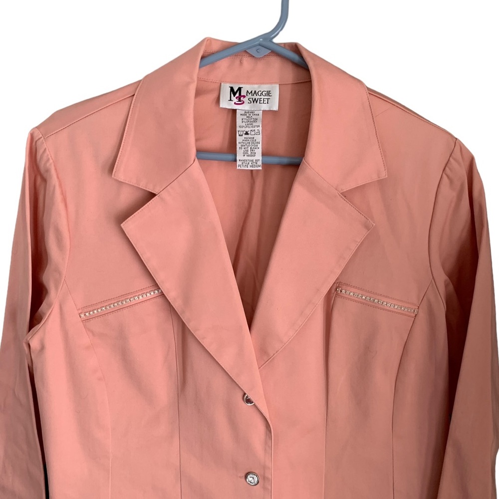 Maggie Sweet Y2K Pink Blazer Jacket Rhinestone Buttons Women’s Size MP